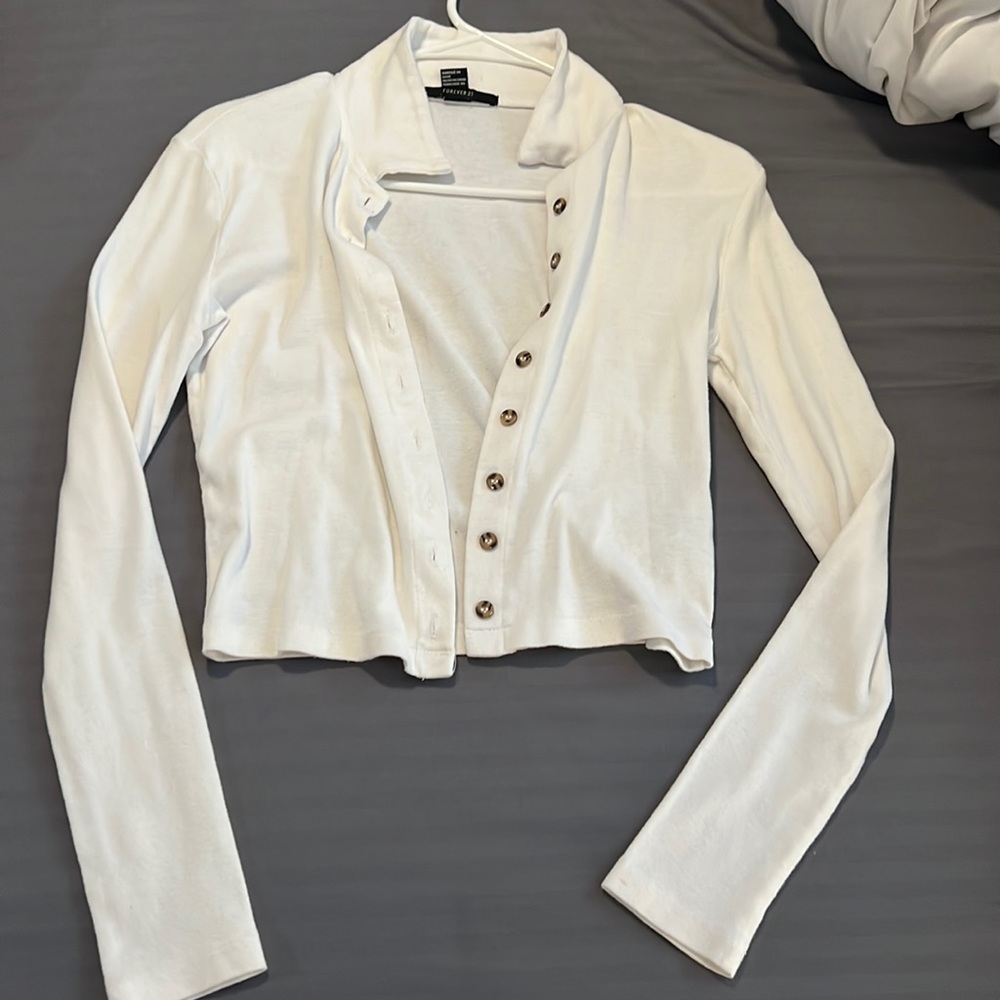 Crop top long sleeve cover up